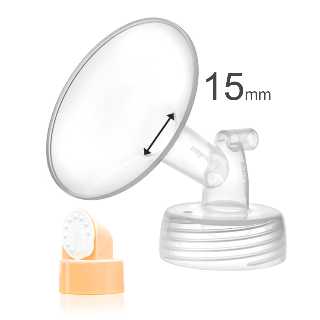 (image for) 15 mm Maymom Wide Neck Pump Parts for Spectra S1/S2 Pumps; Incl Wide Mouth Flanges, Valves, Membranes; 1 pc - Click Image to Close